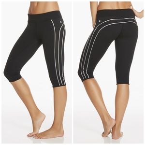 Fabletics Polar Crop Leggings Black White Stripes